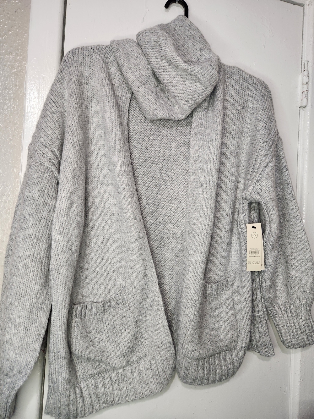No Boundaries Light Gray Hooded Open-Front Cardigan